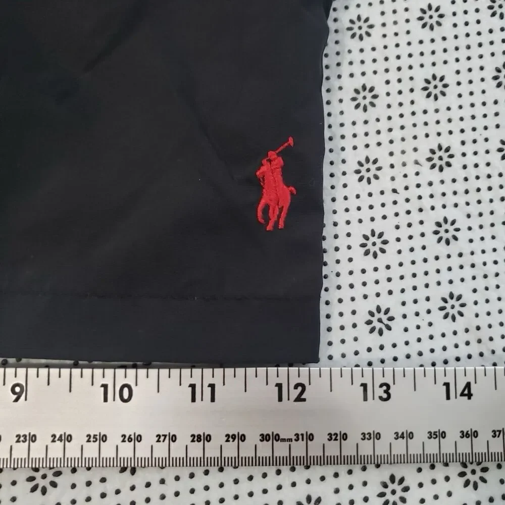 Polo Ralph Lauren Mens Size M Pony Black Traveler Mid-Length Swim Trunks Shorts